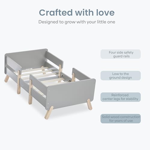Dream On Me Osko Convertible Toddler Bed Made with Sustainable New Zealand Pinewood in Grey, BSA & Greenguard Gold Certified, Non-Toxic Finish - image 5