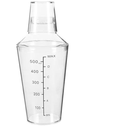 HOMOCONO Coctelera de Mano Transparente PC 530ml Medición Precisa y Diseño Elegante para Preparar Cócteles y Bebidas Variadas en Casa
