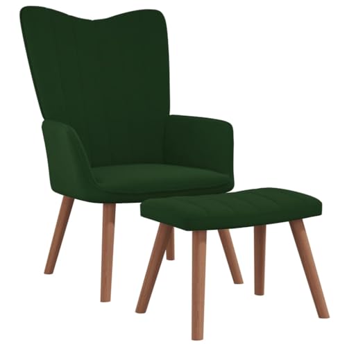 Genérico Sillón de Relax con Taburete Terciopelo Verde Oscuro,Mobiliario,Sillas,Sillones-327668