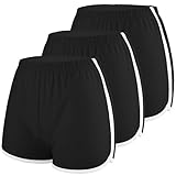 Motarto 3 Pieces Cotton Sports Short Dance Yoga Shorts Elastic Waist Athletic Shorts Running Shorts for Women Black