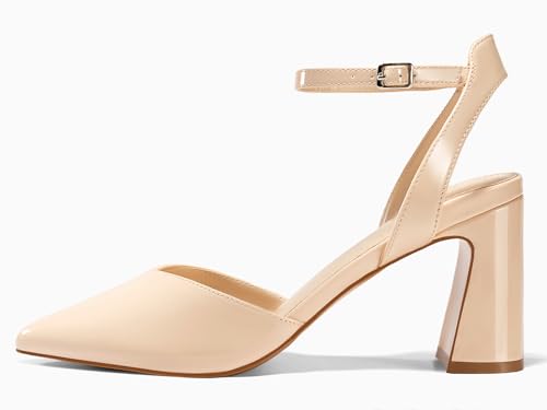 Image of Juliet Holy Womens Closed Toe Heels Chunky Block Heel Ankle Strap Pumps Slingback Heeled Sandals