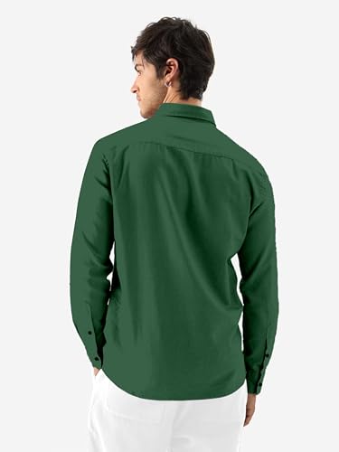 Image of Men's Linen Cotton Casual Shirt | Regular Fit Plain Shirt for Men | Long Sleeve Shirt for Casual & Formal Wear
