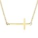 Ghome Sideways Cross Necklace 18k Gold Plated Stainless Steel Simple Small Cross Pendant from Offer Silver or Gold Color 18 Inches for Women Girls with Gift Box