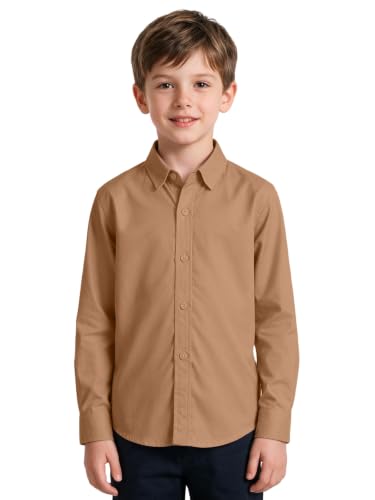 Image of DHTS Boys' Dress Shirts Toddle Boy Long Sleeve Uniform Shirt for Kids