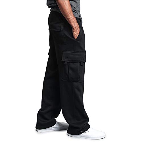 Calça cargo masculina de lã pesada calça de moletom masculina larga esportiva calça de treino cargo