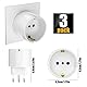 Reiseadapter, 3er Pack DE auf IT Reisestecker Adapter 2 Pin Europa auf 3 Pin Italien Stecker Typ L Schuko Adapter EU auf Italien Chile, Weiß