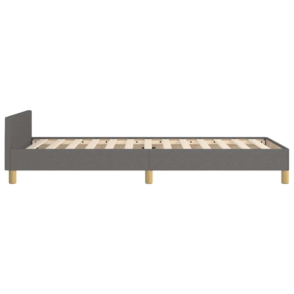 vidaXL Bettgestell mit Kopfteil, Bettrahmen mit Lattenrost, Bett Polsterbett mit Stützbeinen, Schlafzimmerbett Einzelbett, Dunkelgrau 100x200cm Stoff