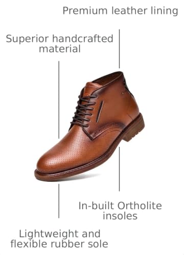 Image of Arkbird Men's Chukka Boots, Leather Ankle Dress Boot Casual Oxfords Lace Up Work Shoes Brownness 12