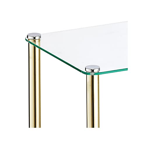 Mdesign Tall 4-Tier Glass And Metal Freestanding Shelf Organizer Display Unit - Narrow Shelves For Bathroom, Kitchen, Bedroom, Office - Open Shelving For Book, Towel, And Handbags - Soft Brass/Clear #TOP2