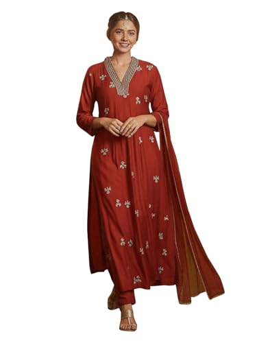 Anarkali viscose soie brodé tenue indienne trois pièces femme