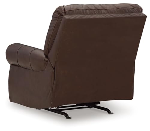 Image of Signature Design by Ashley Colleton Leather Rocker Recliner, Dark Brown | Leather match manual recliner, Rocker recliner chair, Premium top-grain leather seating, Space-saving 12-in wall space