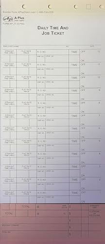 Billetes de trabajo de 12 registros Flag Mechanic's, control diario en pack de 250