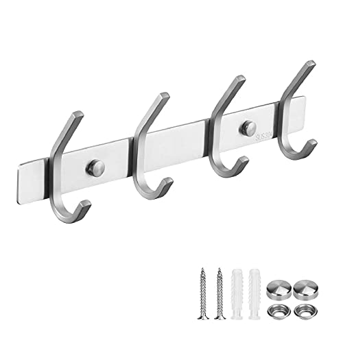 SISVIV Percheros Pared Baño para Toallas 4 Ganchos colgador Perchas de Pared en Acero Inoxidable SUS 304 Cocina WC Colgar...