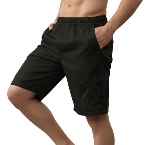 Image of NINQ Men's Half Cargo Shorts Featuring a Slim Yet Relaxed fit, Designed for Comfort. Stylish Casual Shorts with Functional Pockets, Perfect for Casual wear.