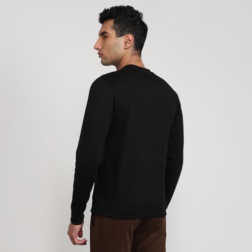 Image of Park Avenue Men Slim Fit Solid Pattern Cotton Polyester Blend Round Neck Full Sleeve Casual Sweatshirt