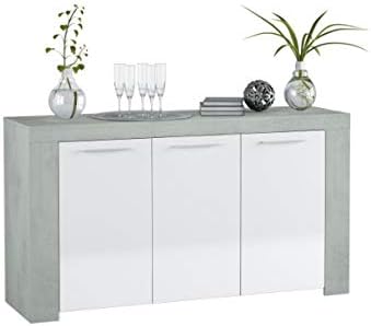 White Gloss and Grey Sideboard Dining Storage Unit