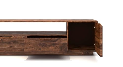 Image of THE WOODEN CITY Solid Sheesham Wood TV & Entertainment Unit for Living Room & Hotel Room and Office Furniture | Wooden Cabinet (Honey Teak)
