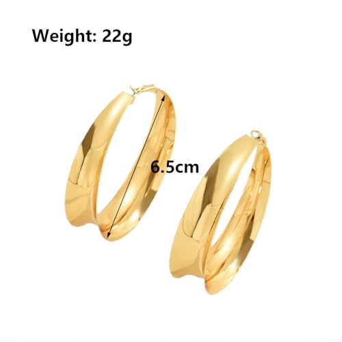 Gold Chunky Hoop Earrings for Women Exaggerated Large Wide Post Thick Hoop Earrings Minimalist Polished 80MM Statement Earrings Prom Jewelry Gift (60MM Gold) by GIGB PBDK - Image 3