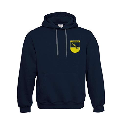 Sweat à capuche P6121 S71 avec insigne guépard 143A marine tissu robuste noir Small