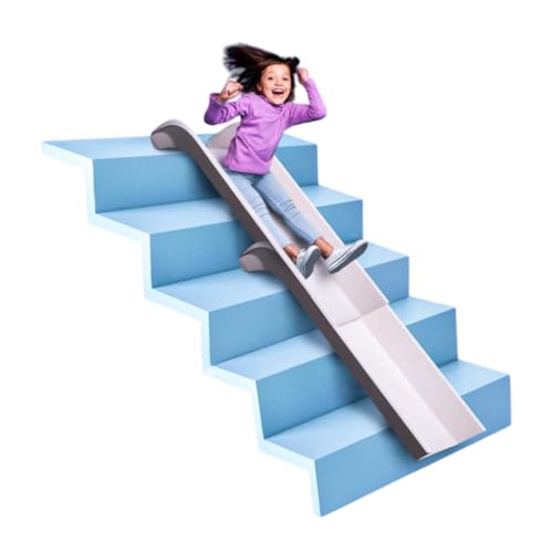 StairSlide 2-Pack Modular Indoor Slide for Home Staircases, White - Stair Attachment Ramps for Kids with Non-Slip Grip Bottom, Easy to Store, No Installation Needed