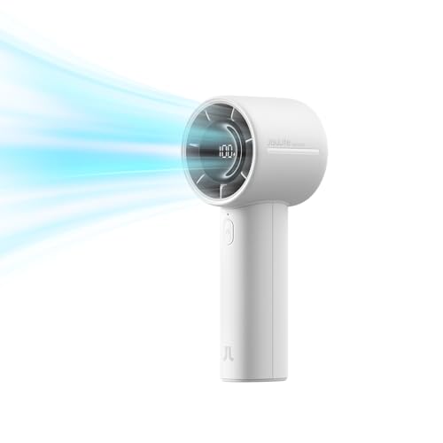 JISULIFE Handheld Turbo Fan Life10S – 5000mAh Rechargeable Portable Fan, 28H Runtime 5-Speed Powerful Airflow, Mini Quiet Hand Fan for Travel, Camping, Beach, Sports, Concerts, Men & Women (Gray)