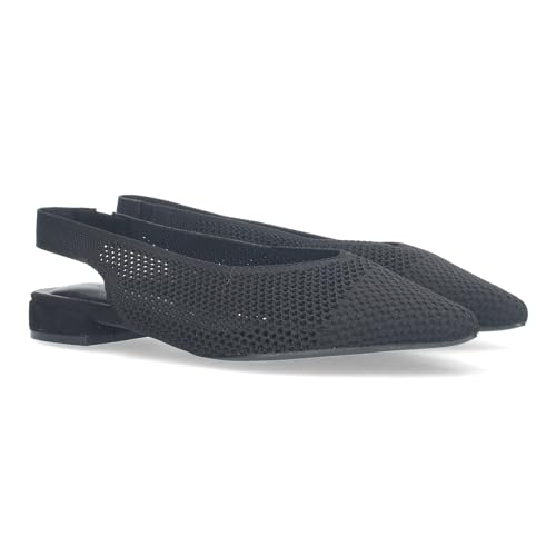 shoes&blues.es 80469-Zapato de Salon de Mujer Elegante Plano, Destalonado de Punta Fina y Cierre Elastico, Comodos.. Talla 39 Negro