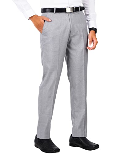 Image of Mc Henry Men's Wrinkle Free Stretchable Self Design Formal Regular Fit Trousers