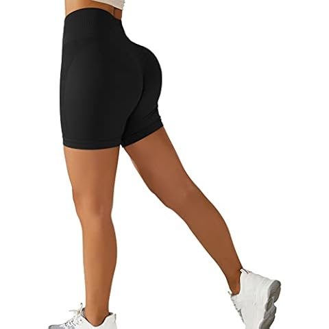 Xunerloy Seamless Scrunch Amplify Shorts Workout Gym Shorts for Women Butt Lifting High Waisted Shorts Black,Tummy Control Anti Chafing Buttery Soft Opaque M Cover
