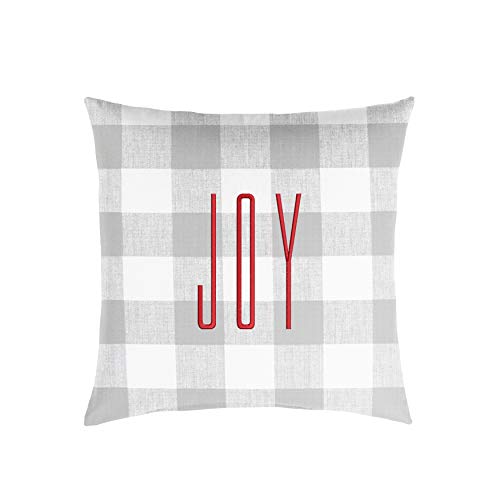 Sorra Home AZ848221SP Indoor/Outdoor Pillow, 18 in x 18 in x 6 in, Grey Buffalo Plaid