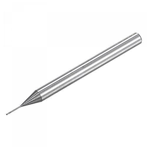 uxcell Square Nose End Mill, 0.5mm Solid Carbide Long Reach CNC Router Bits 2 Flutes Milling Cutter with Extended Neck, 5mm Cutting Length 4mm Shank