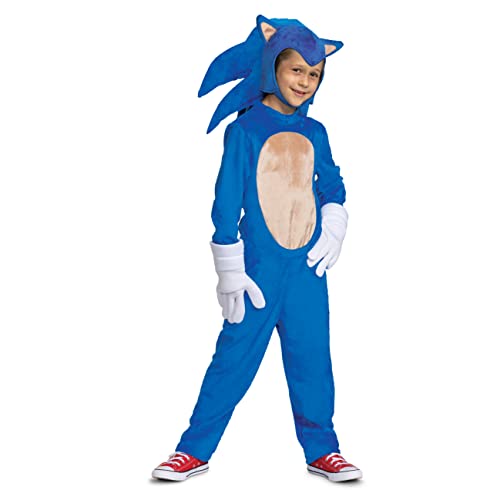 Disguise 124769G Hedgehog, Official Deluxe Sonic Movie Costume and Headpiece, Shown, Large (10-12)