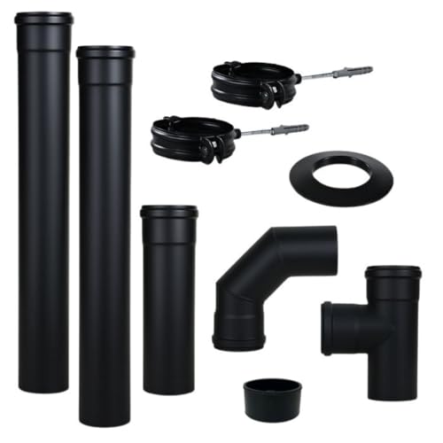 Kit d'évacuation de fumée San Marco pour poêle à granulés, sécurité renforcée, moderne, diamètre 80 mm, acier verni noir