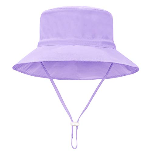Baby Sun Hat Toddler UPF 50+ Sun Protective Beach Hat Summer Bucket for Baby Boy Girl Infant Adjustable Cap Solid Purple 4-8 Years