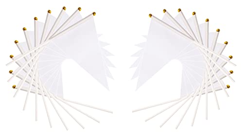 50 Pack White Pennant Small Mini Flags On Sticks,Hand Held Solid White Pennant Diy Graffiti Flag,Party Events Celebration,School,Grand Opening,Kids Birthday,Sports Clubs,Flower Pot #TOP3