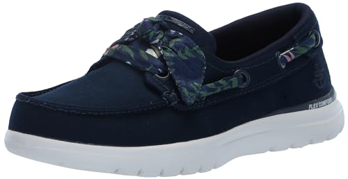 Skechers Women's Boat Shoe, Navy/White, 8