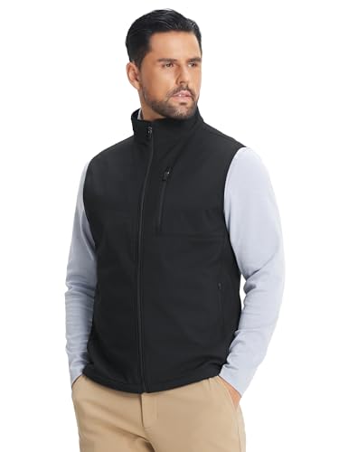 Image of M MAELREG Mens Vests Outerwear Windproof Lightweight Softshell Vests Zip Pockets Sports Sleeveless Jacket Golf Vests for Men