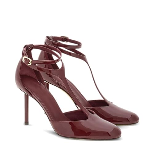 Slingback Heels for Women Closed Round Toe T-Strap Ankle Buckle Stiletto Pumps Dress Party Wedding Sandals