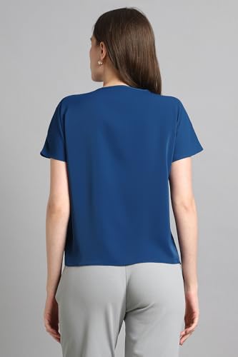 Image of Van Heusen Women's Polyester Regular Fit Half Sleeve V Neck Formal Top