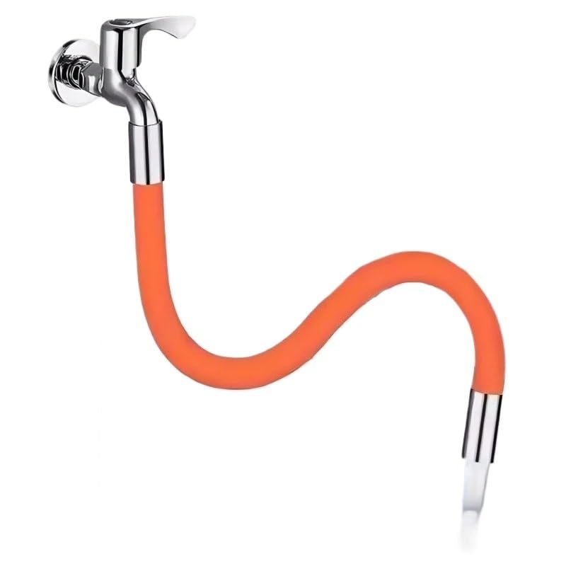 Rallonge de robinet silicone universelle flexible 20 cm orange rotative 360°