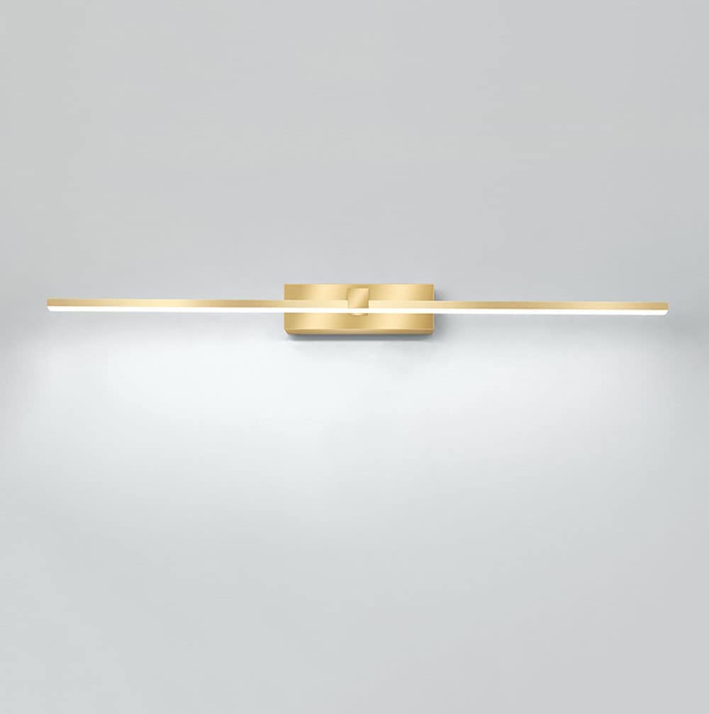 Luces de Espejo de Tocador Doradas, Lámpara Lineal LED de 12 W, Aplique de Pared Minimalista para Baño, Iluminación Frontal de Espejo