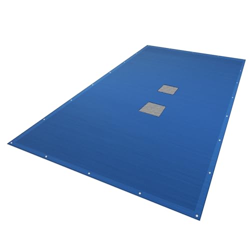 VOUNOT® Lona para Piscina Rectangular 7 x 4 m, Cubierta Protectora PE de 160 g/m² con Red Central de Drenaje, Funda de Piscinas Anti-UV con Ojales Cada 100 cm, Azul-Gris