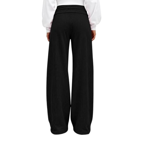 Womens High Waist Wide Leg Pants Pleated Solid Elastic Casual Trousers - image 5