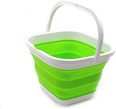 SAMMART 11L Collapsible Rectangular Handy Basket/Bucket (Green)