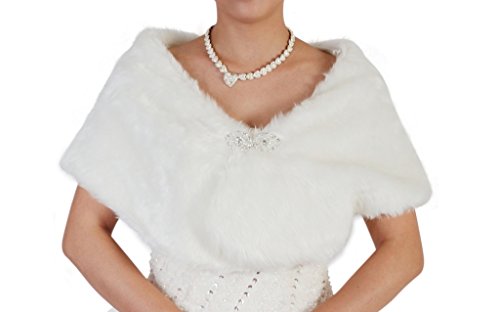 Image of Cinda Ladies Faux Fur Bolero/Shrug Ivory One Size