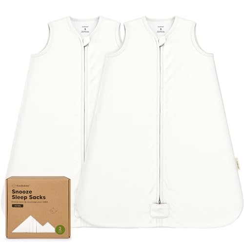Image of 2-Pack Baby Sleep Sacks, Zipper Wearable Blanket - 100% Organic Cotton 0.5TOG, Soft Lightweight Toddler Sleeping Sack 3-6 months, Easy to Wear Newborn Swaddles Sleepsack (Soft White, S)