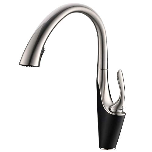 Robinet de cuisine col de cygne noir et nickel pour simplifier la vaisselle