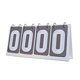 Aymzbd Sports Scoreboard, Flip Score Board, Compact 4 Digits Score Keeper, Table Score Flipper for Tennis Baseball Badminton Soccer, Gray