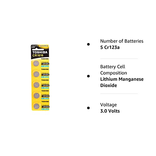 Toshiba Cr1616 3V Lithium Coin Cell Battery Pack Of 5 #TOP5