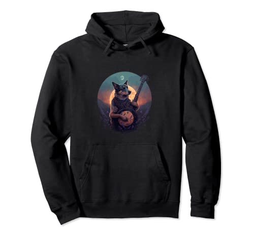 Cool Dog Playing a Banjo Bluegrass Design Felpa con Cappuccio