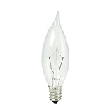 Bulbrite KR15CFC/25-10PK 15W Krystal Touch Flame Tip Chandelier Bulb, CA8, Candelabra Base, 10-Pack